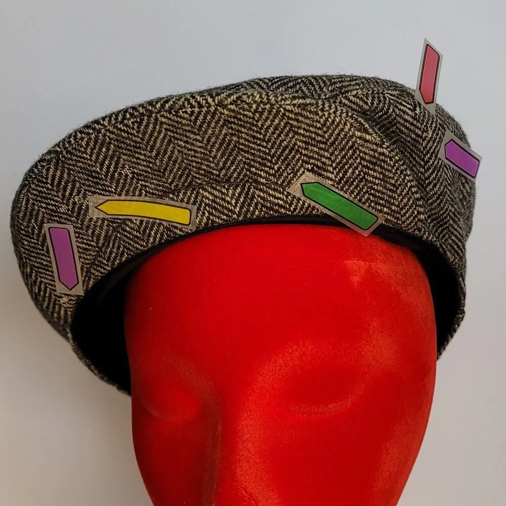 Vintage Wool Herringbone Flat Cap Hat XL Made in USA – Flaws Shown